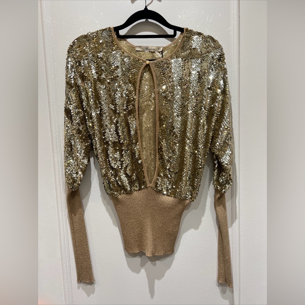 Ladies Blumarine Hand Embroidered Sequins Gold Cutout Made In Italy Size 6 (42)